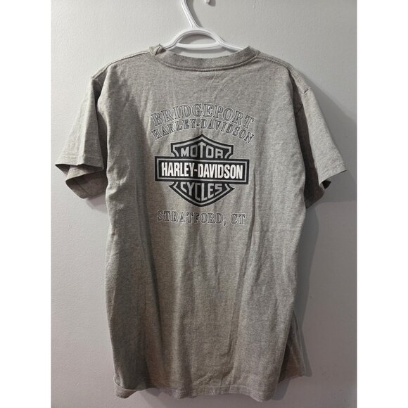Harley-Davidson T-Shirt Grey Bridgeport Stratford, CT Large Pre-Owned - Picture 2 of 7